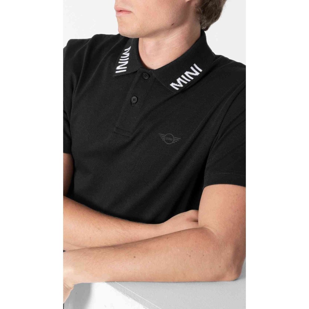 MINI Cooper Mens Wordmark Polo Shirt Black Logo Collar New Size S qq14